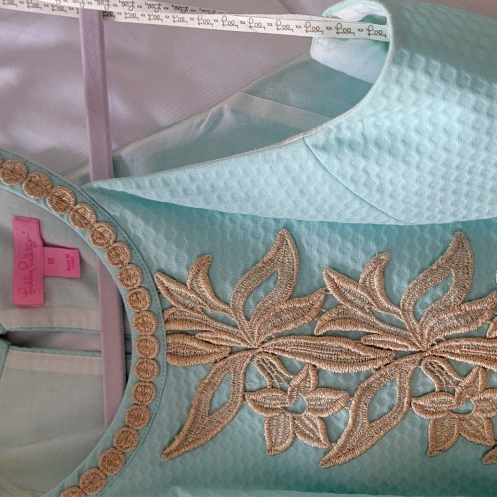 Lilly Summer dress aqua with gold detail size 12